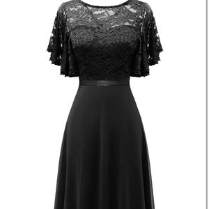 Elegant Black Lace Evening Dress